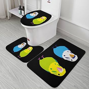 新品・未使用 XJAPAN トイレマット ＆ カバー セット 【限定グッズ】 Amazon｜トイレマット 3点セット セキセイインコ 二匹 鳥柄 足元